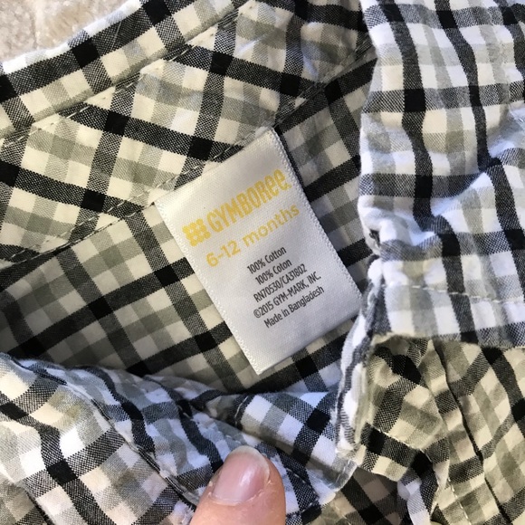 Gymboree 6-12 Months Button Down Shirt Black Plaid - Picture 3 of 4
